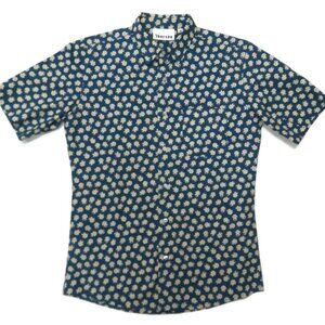 Thorsun Button Up Shirt Mens‎ XS Blue Ladybug Print Cotton Short Sleeve